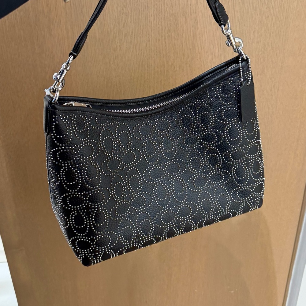Coach Laurel Shoulder Bag With Signature Rivets Black